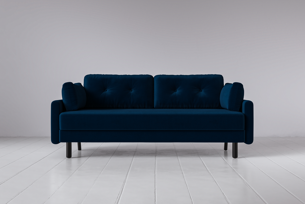 Swyft Model 04 3 Seat Double Sofa Bed - Made To Order Indigo Eco Velvet