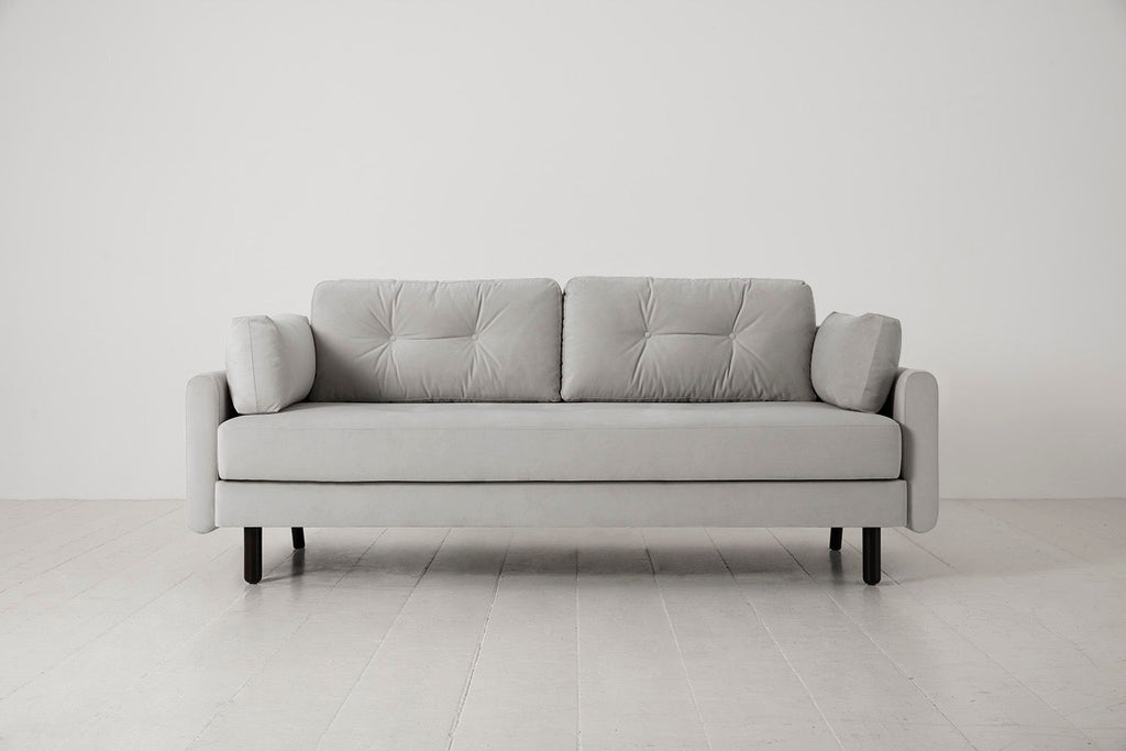 Swyft Model 04 3 Seat Double Sofa Bed - Light Grey Velvet