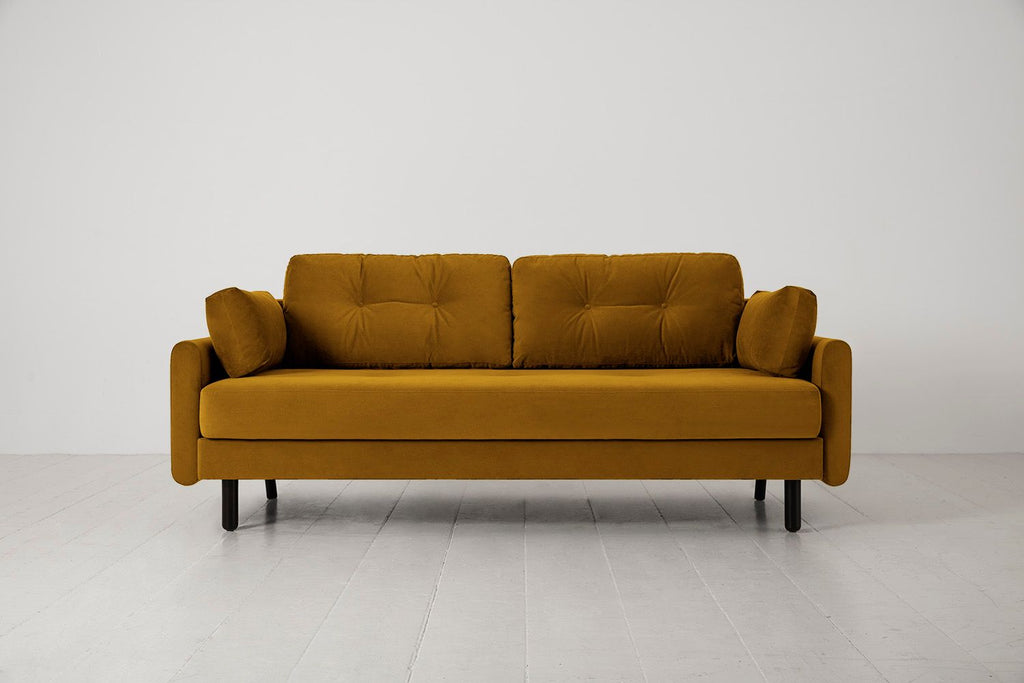 Swyft Model 04 3 Seat Double Sofa Bed - Made To Order Mustard Velvet