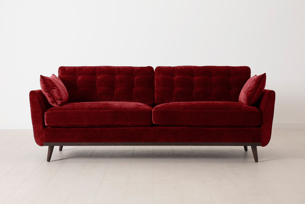 Swyft Model 10 3 Seater Sofa - Made To Order Burgundy Royal Velvet