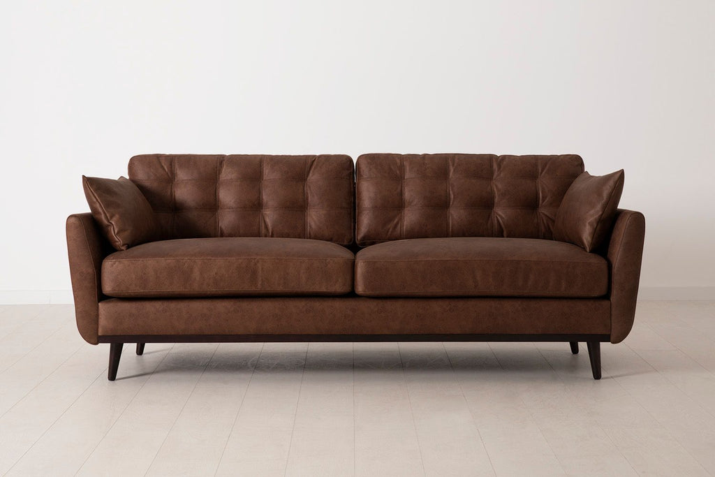 Swyft Model 10 3 Seater Sofa - Made To Order Chestnut Faux Leather