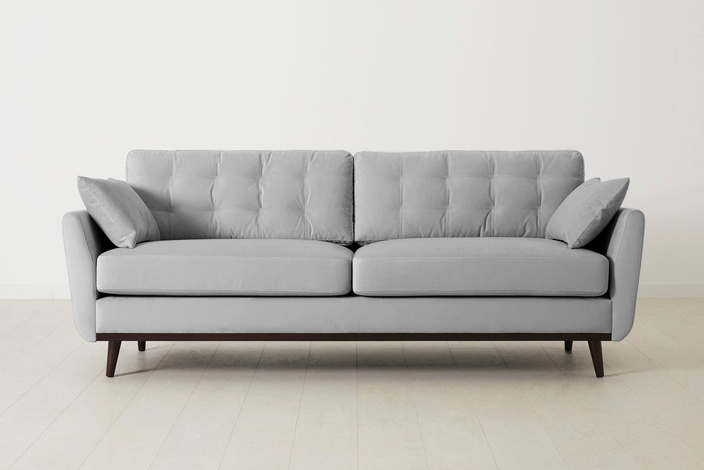 Swyft Model 10 3 Seater Sofa - Made To Order Light Grey Velvet