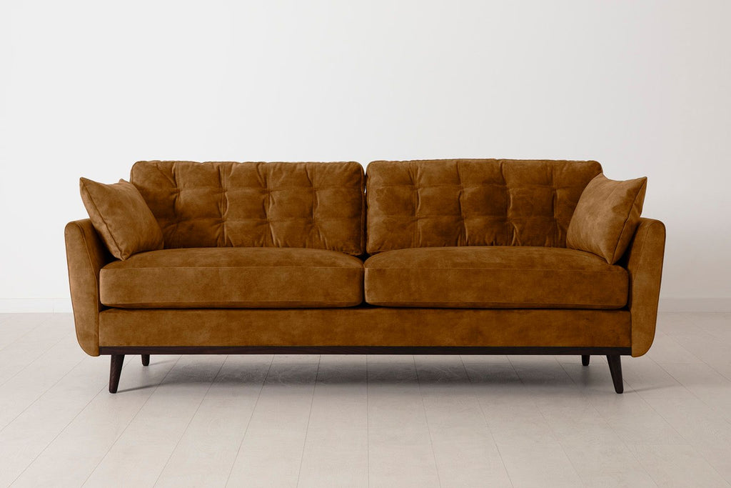 Swyft Model 10 3 Seater Sofa - Made To Order Ochre Mottled Velvet