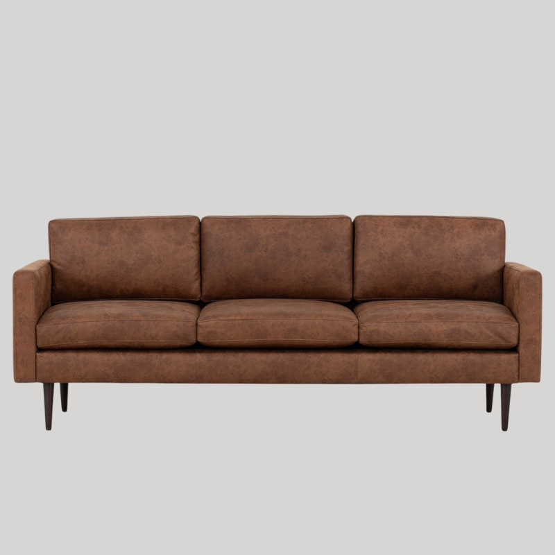 Swyft Model 01 3 Seater Sofa - Chestnut Faux Leather - Uneeka