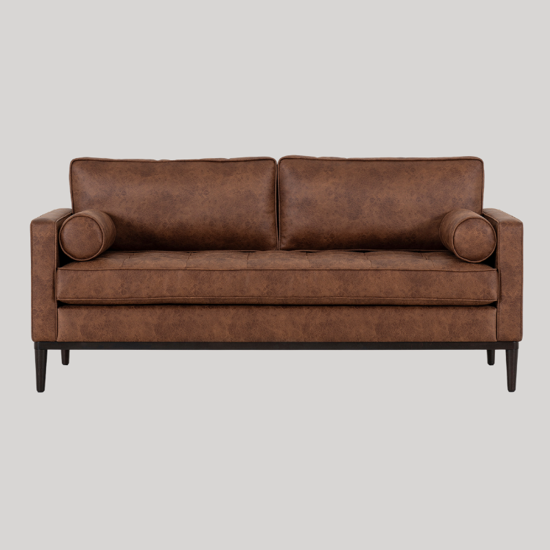 Swyft Model 02 2 Seater Sofa - Chestnut Faux Leather - Swyft at Uneeka