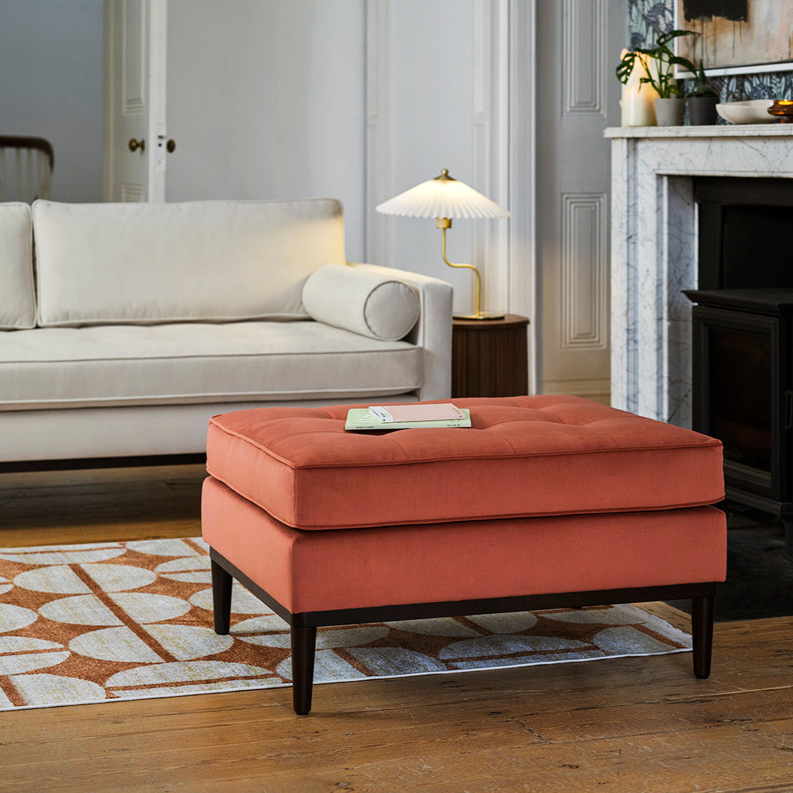 Swyft Model 02 Ottoman - Brick Velvet - Lifestyle Uneeka