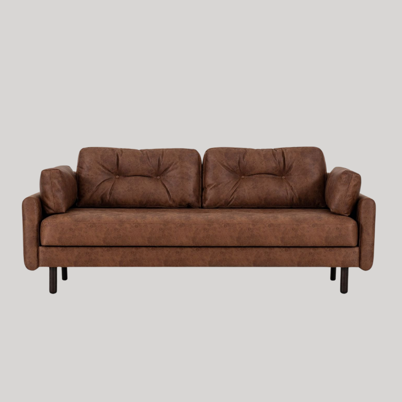 Swyft Model 04 3 Seat Double Sofa Bed - Chestnut Faux Leather - Swyft at Uneeka