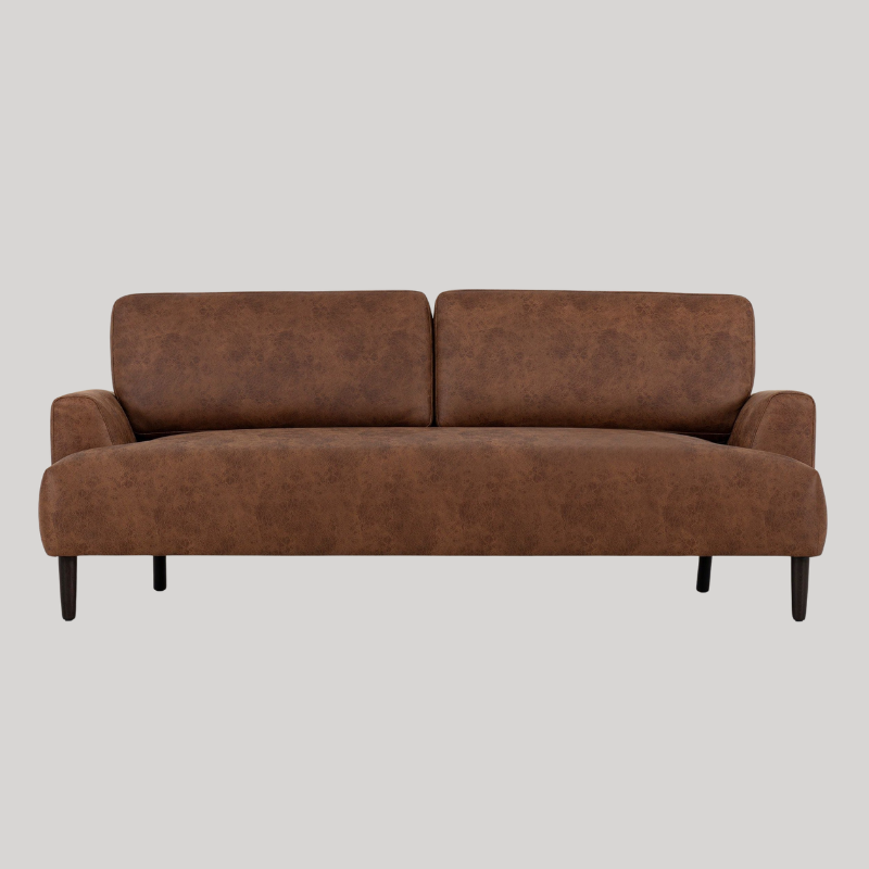 Swyft Model 05 3 Seater Sofa - Chestnut Faux Leather - Swyft at Uneeka