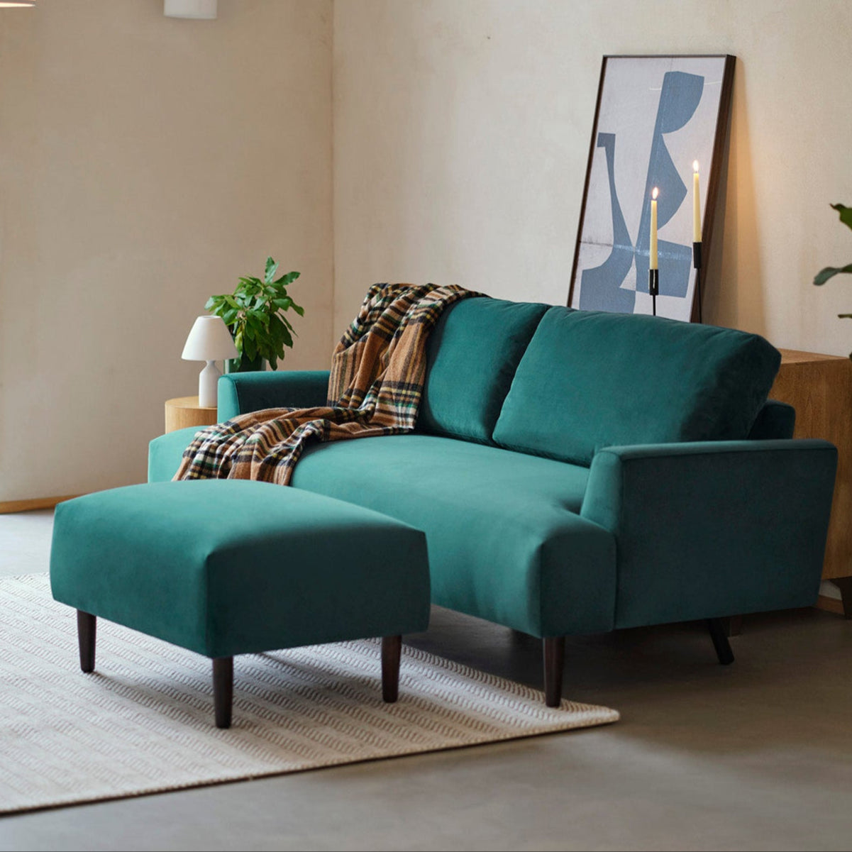 Swyft Model 05 Ottoman - Kingfisher Teal - Lifestyle Uneeka