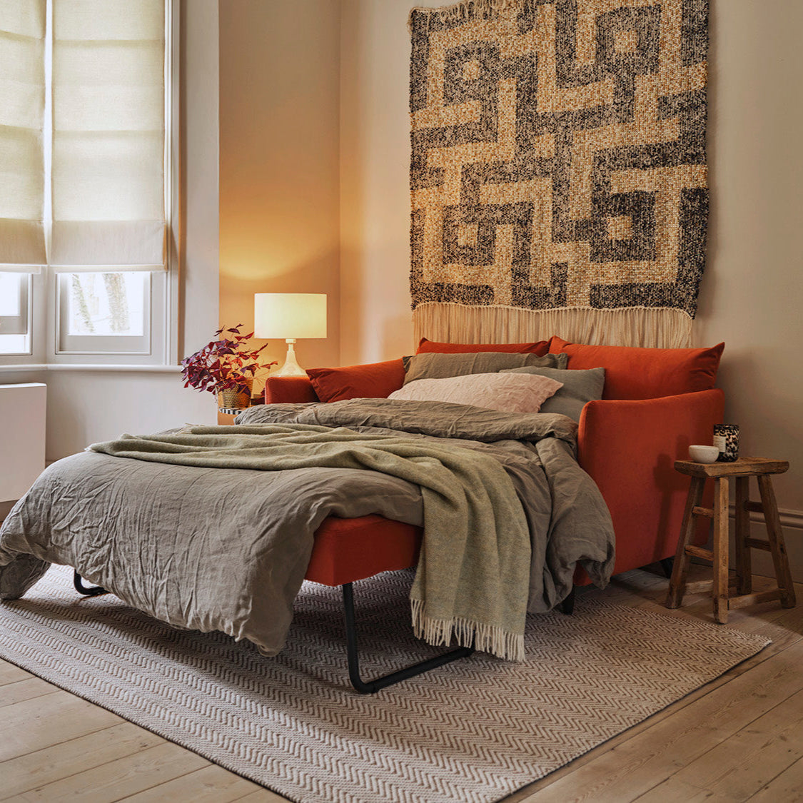 Swyft Model 08 2.5 Seater Sofa Bed - Brick Velvet Lifestyle Uneeka