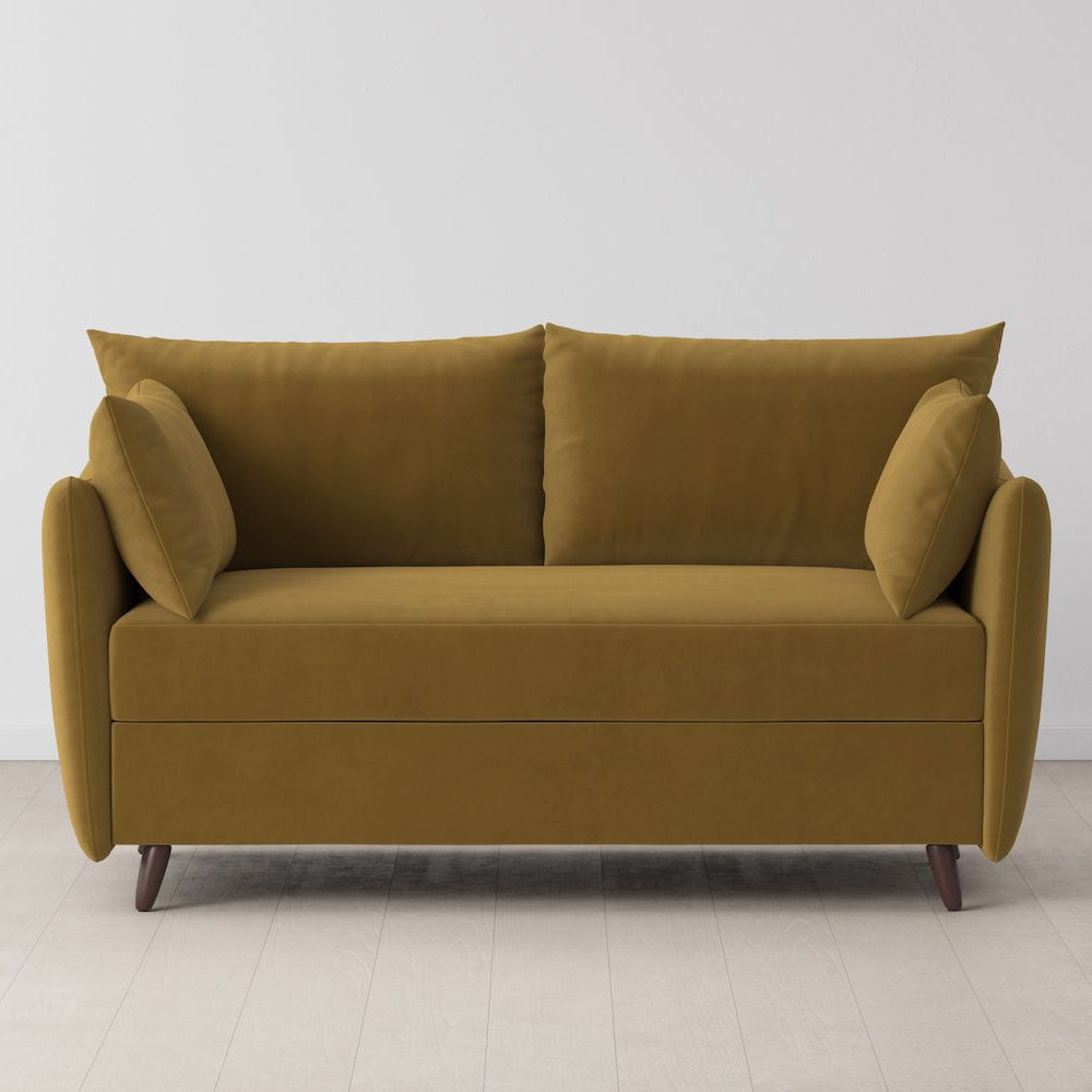 Swyft Model 08 2 Seater Sofa Bed - Made To Order - Mustard Velvet - Uneeka