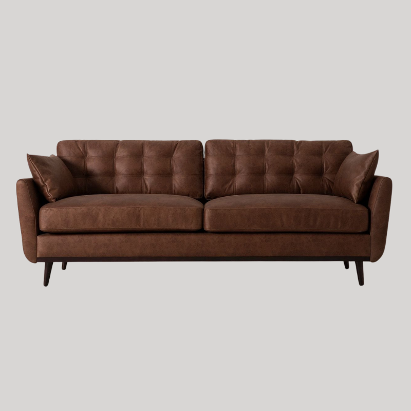 Swyft Model 10 3 Seater Sofa - Chestnut Faux Leather - Swyft at Uneeka