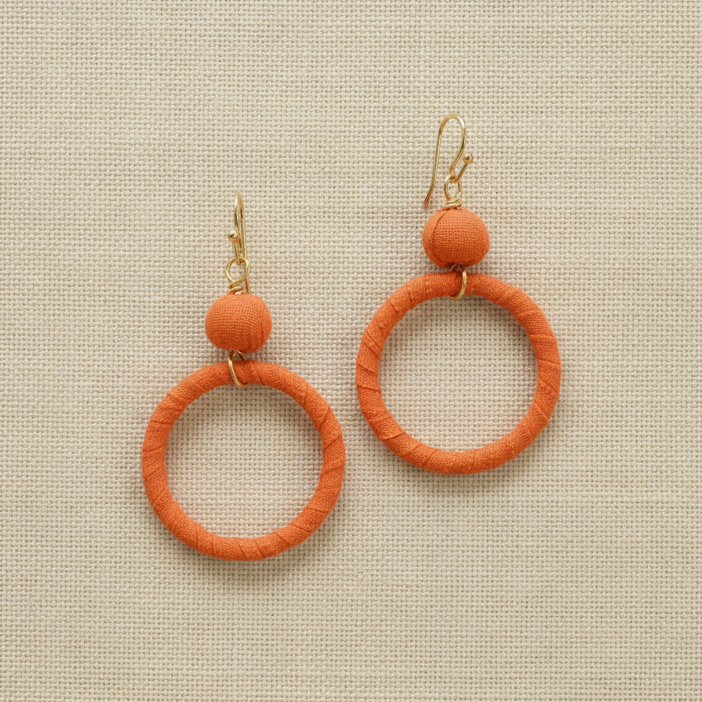 Assorted Colour Fabric Drop Hoop Earrings - TAR2525 - Uneeka