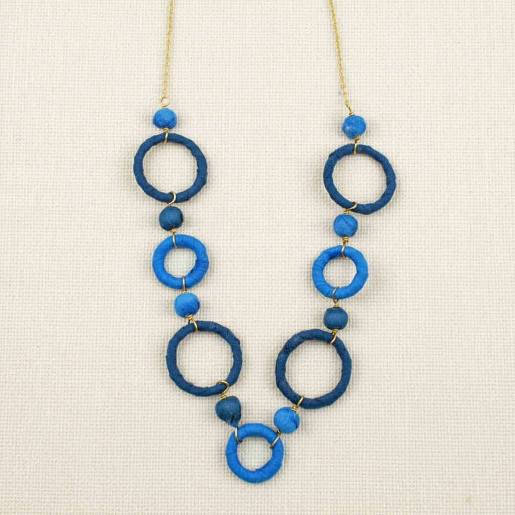 Fabric Hoop & Bead Statement Necklace - TAR2526 - Uneeka 