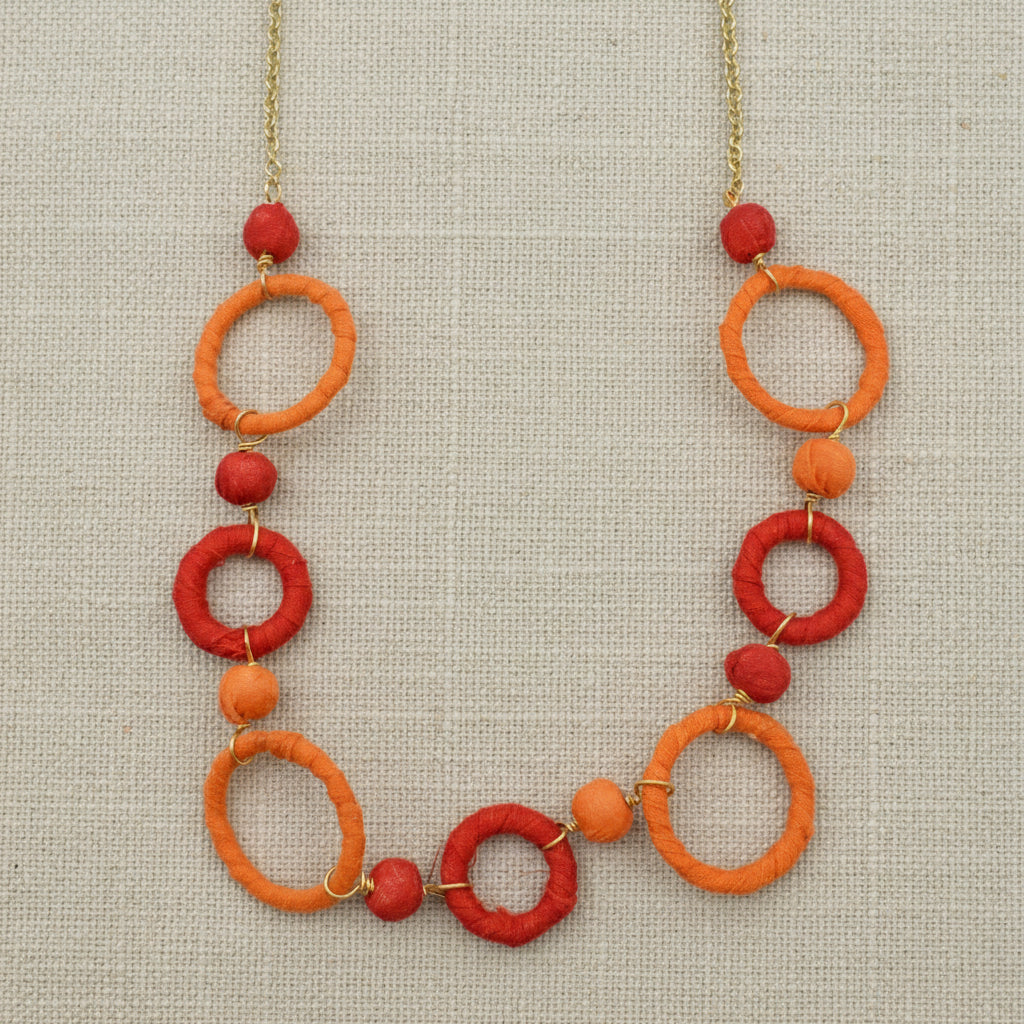 Fabric Hoop & Bead Statement Necklace - TAR2527 - Uneeka 