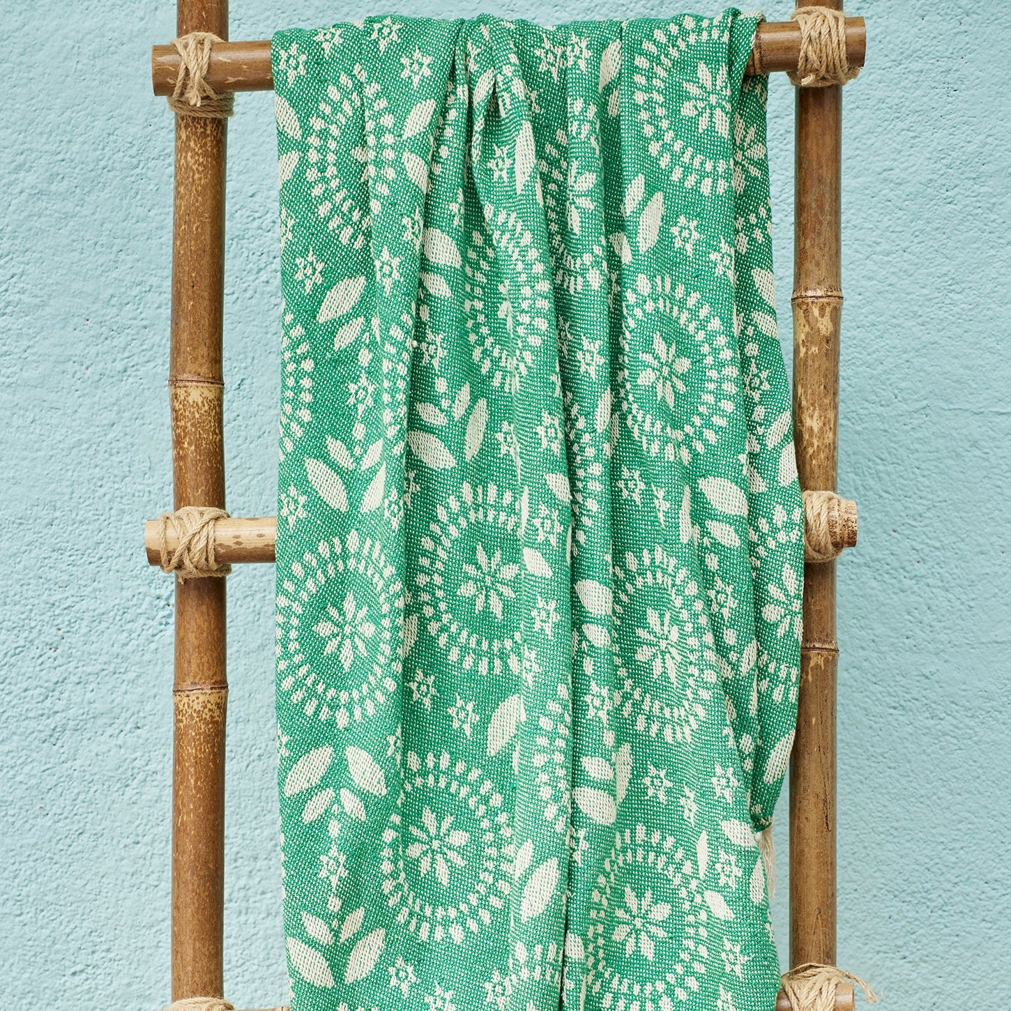 Alpine Recycled Cotton Jacquard Throw - TH25-GREEN - Uneeka