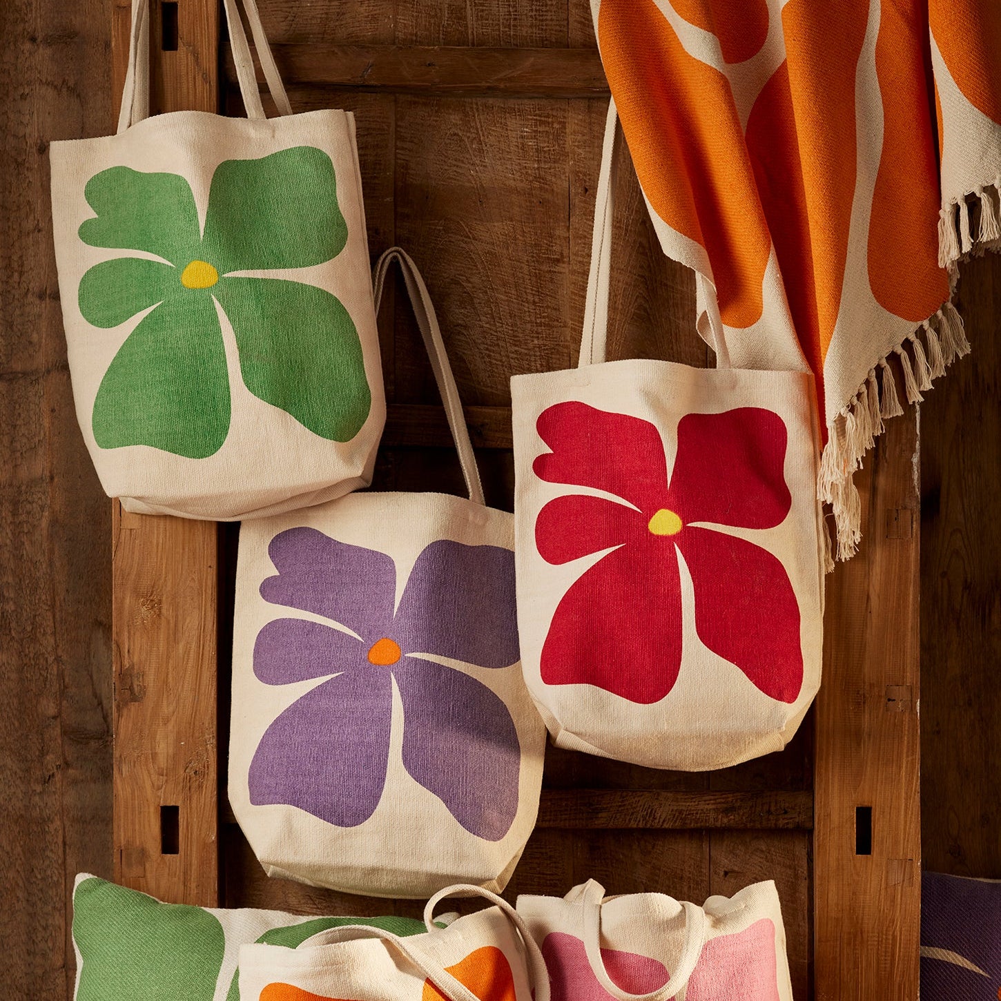 Screen Printed Bold Flower Tote Bag - TOB255 - Uneeka