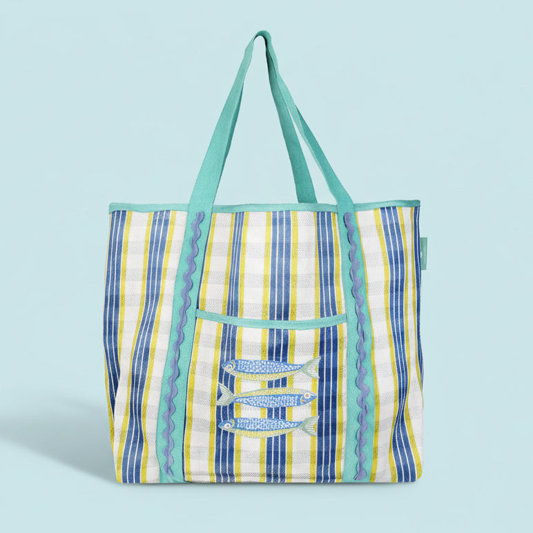Recycled Plastic Sardine Shoulder Bag - TOTE-BLU-FISH - Uneeka