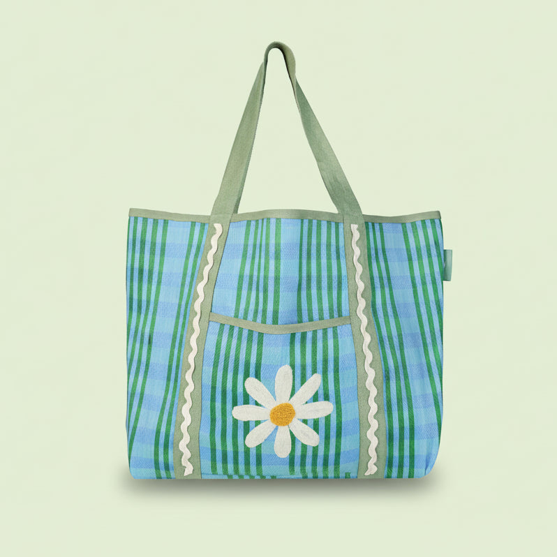 Recycled Plastic Daisy Shoulder Bag - TOTE-GRN-DAISY - Uneeka