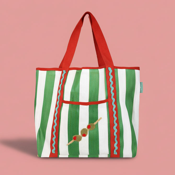 Recycled Plastic Olive Shoulder Bag - TOTE-RED-OLIVE - Uneeka
