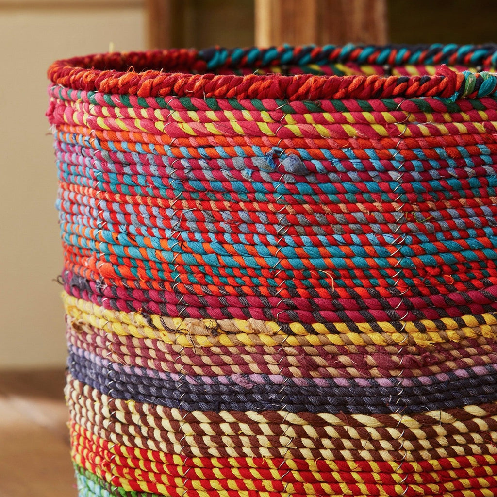 Tall Recycled Fabric Covered Basket