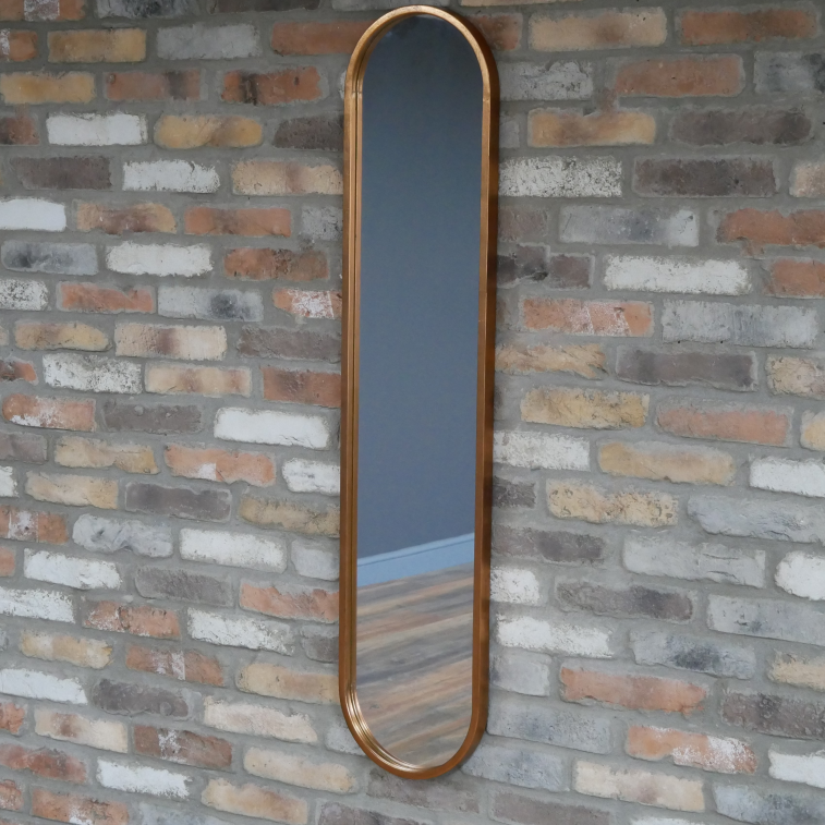 Tall Slim Copper Finish Oval Mirror full image