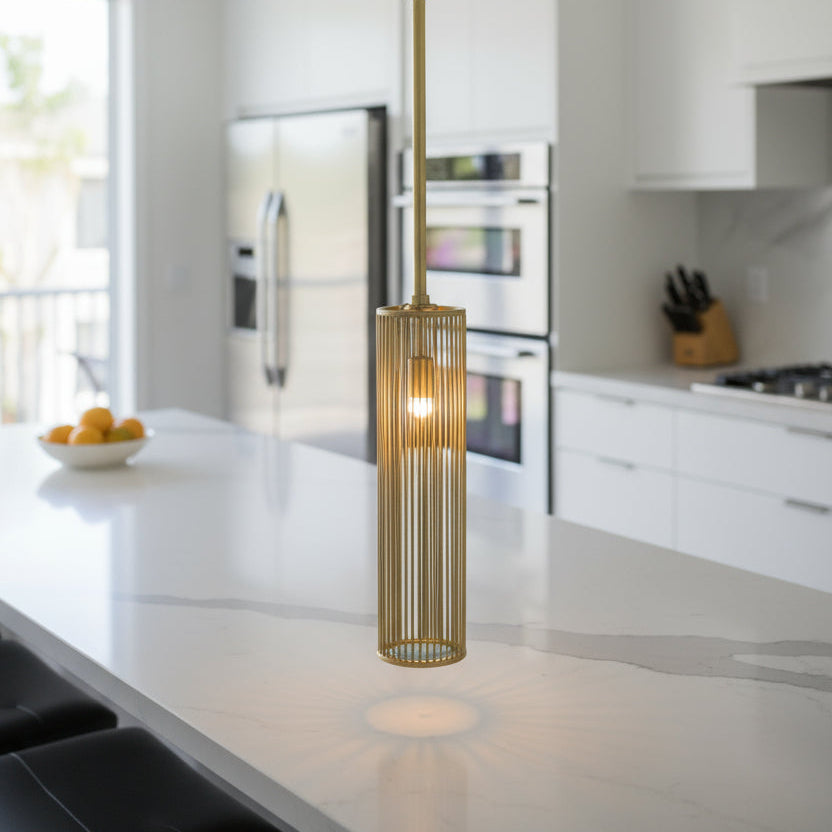 Tall Brass Wire Pendant - Uneeka - 2466