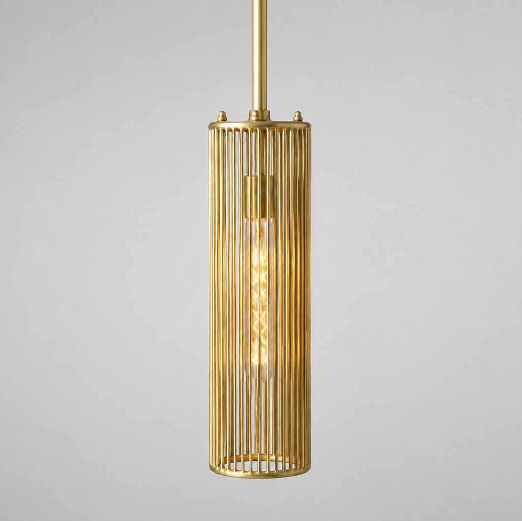 Tall Brass Wire Pendant - Large - Uneeka