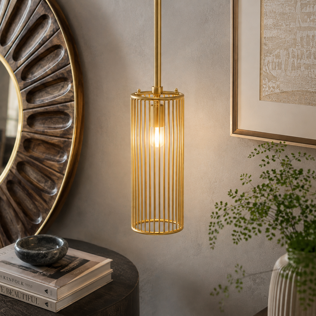 Tall Brass Wire Pendant - Medium - Uneeka