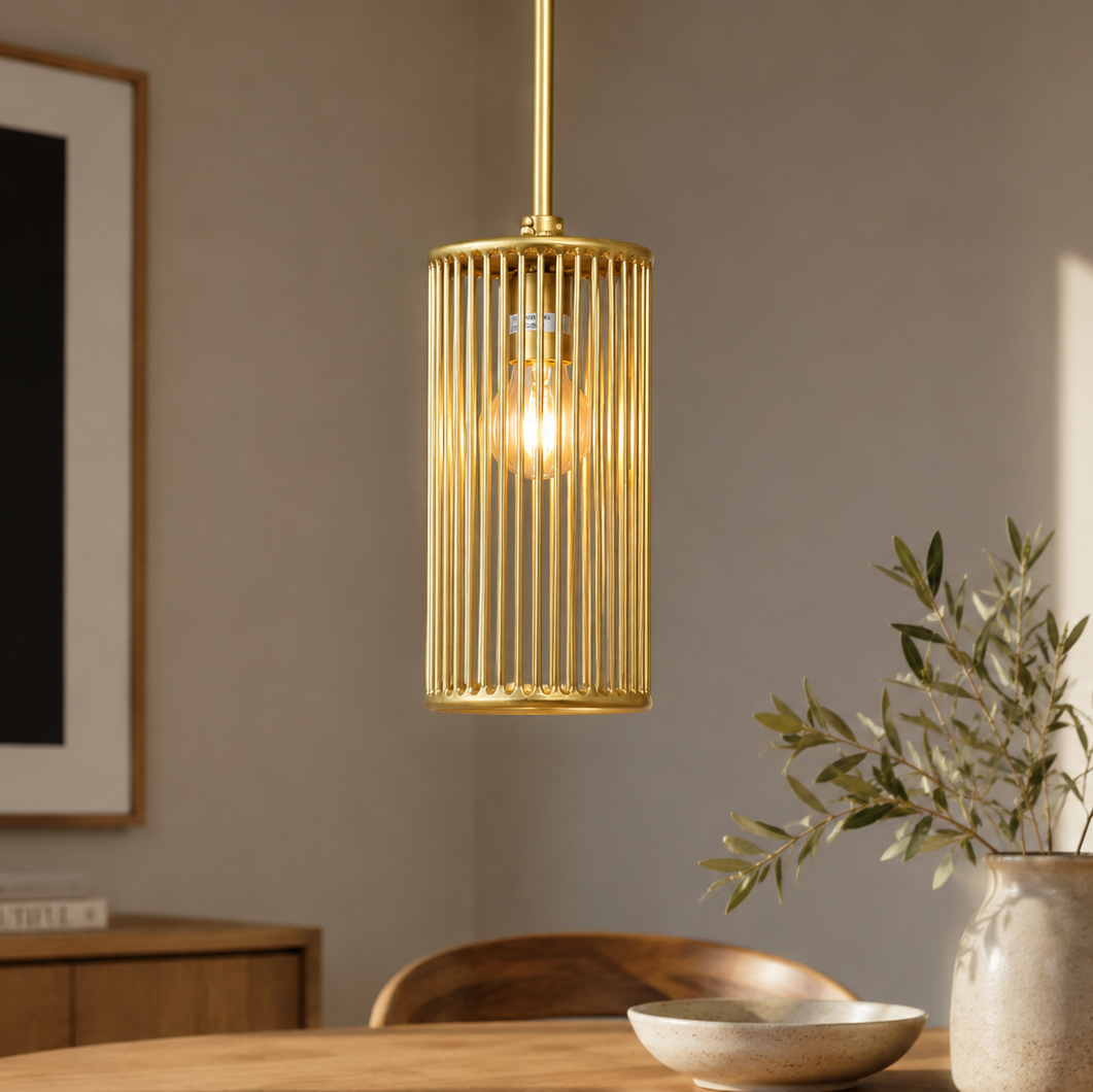 Tall Brass Wire Pendant - Small - Uneeka
