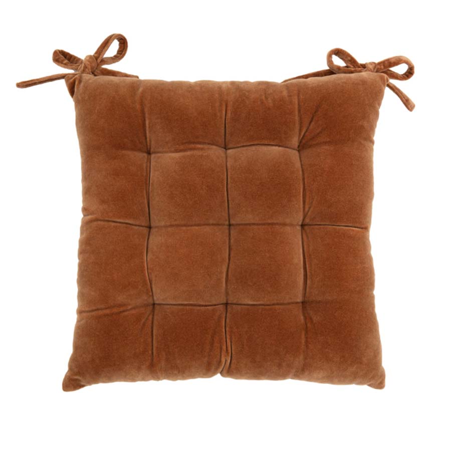 Tan Cotton Velvet Seat Pad Cushion