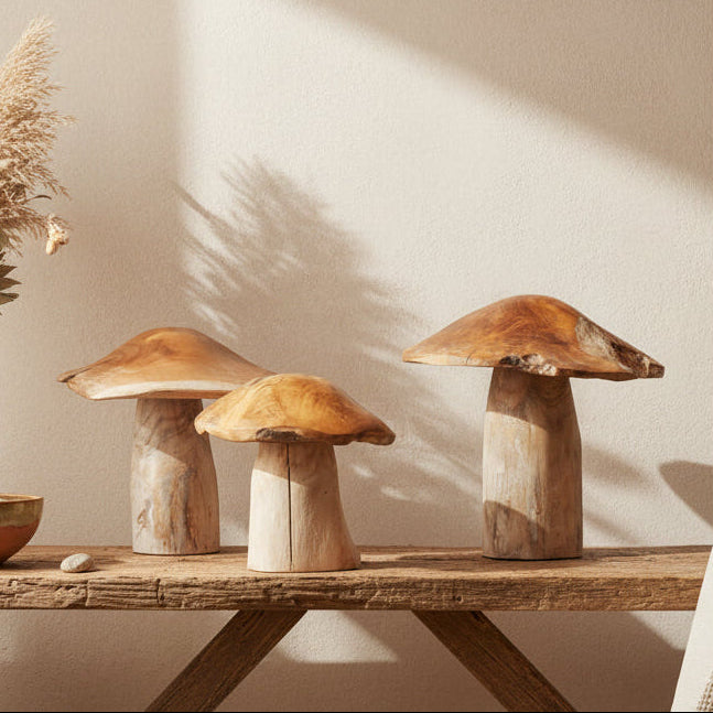 Teak Mushroom Decoration - IS031 - Uneeka