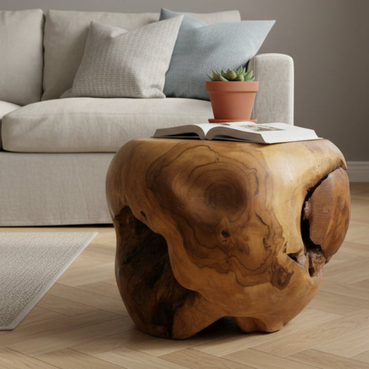 Teak Ball Shaped Side Table - IS35 - Uneeka