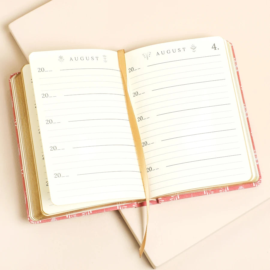 'Thoughts & Daydreams Journal' Open page showing August on a beige background 79566 Uneeka