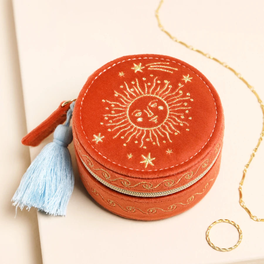 Terracotta Celestial Sun Round Jewellery Case - 82824- Uneeka