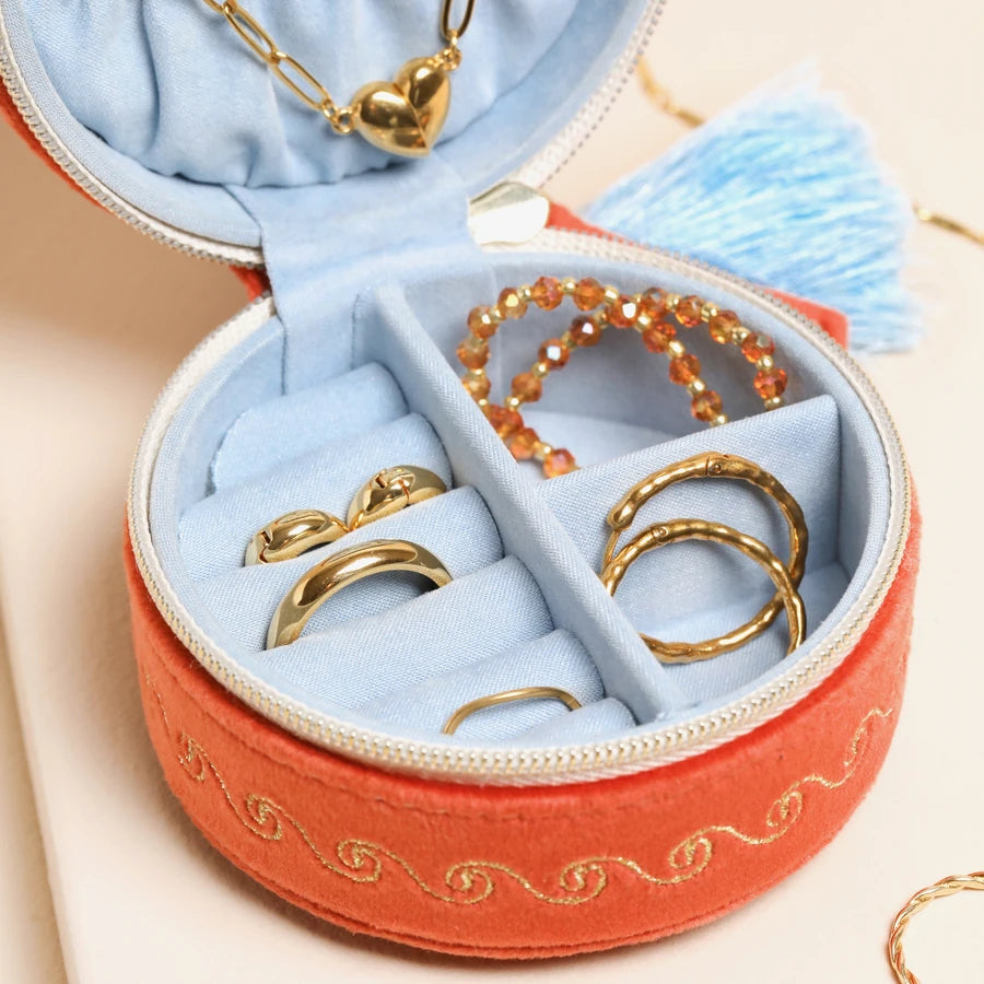Terracotta Celestial Sun Round Jewellery Case - 82824- Uneeka