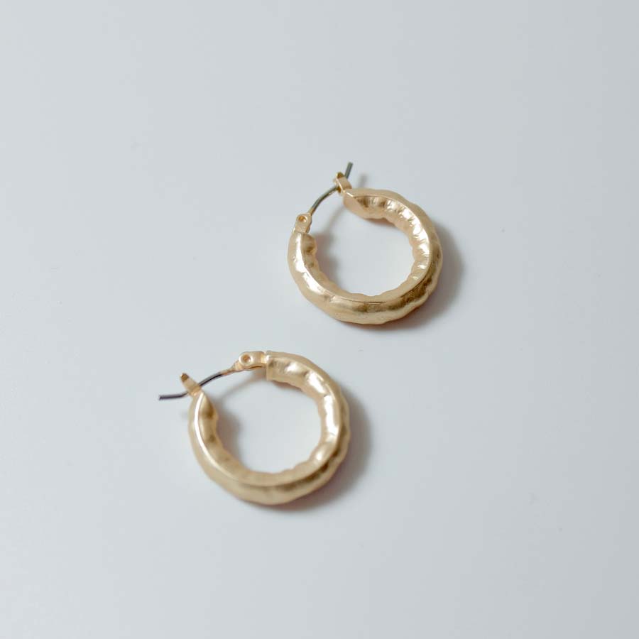 Textured Round Hoop Earrings Gold