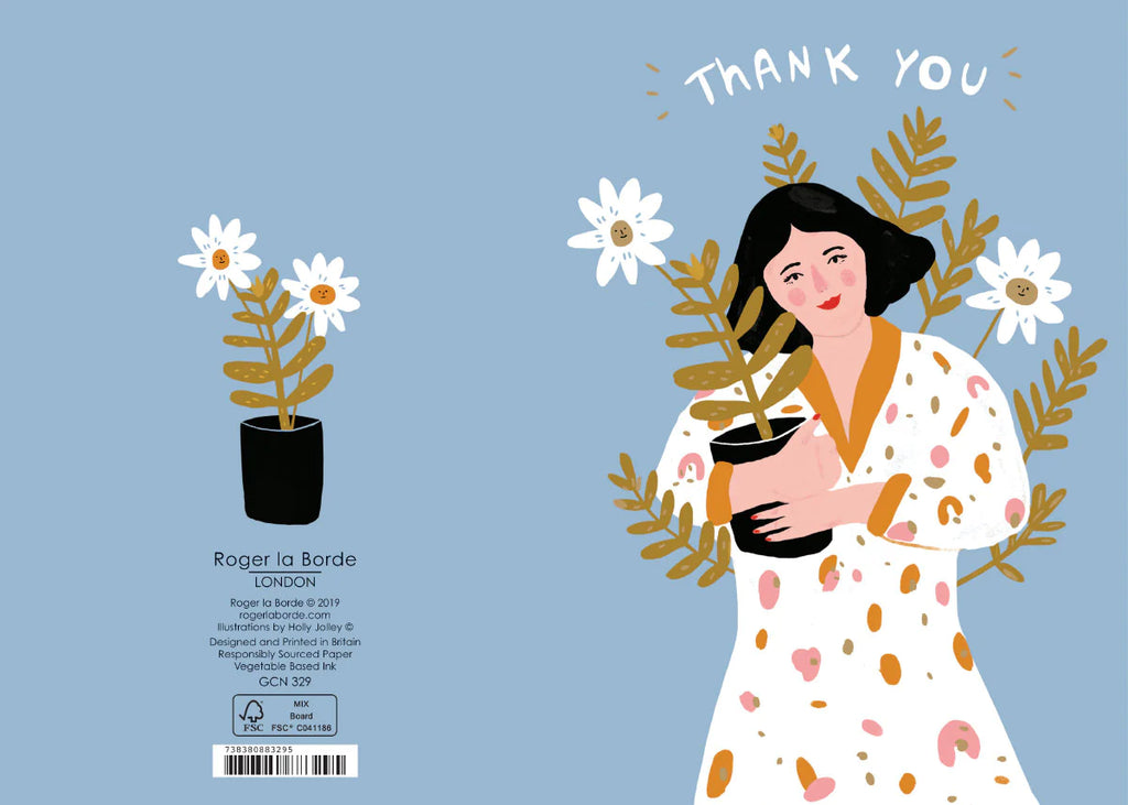 Thank You Lady & Plant Mini Greetings Card