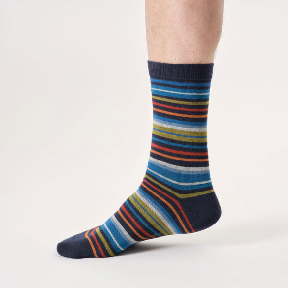 Thought Stripe Organic Cotton Socks - TA709C Navy Blue - Uneeka