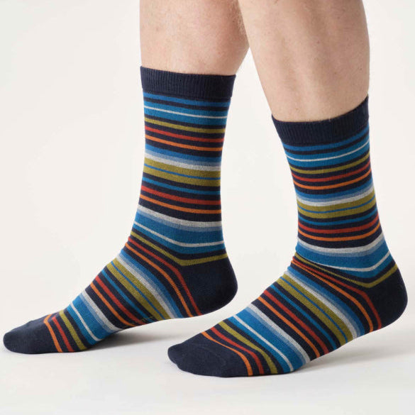 Thought Stripe Organic Cotton Socks - TA709C Navy Blue - Uneeka