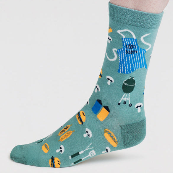 Thought BBQ Organic Cotton Socks - SPM938-Lagoon Green - Uneeka