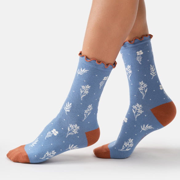 Thought Botanicals Frill Organic Cotton Socks Blue - Uneeka