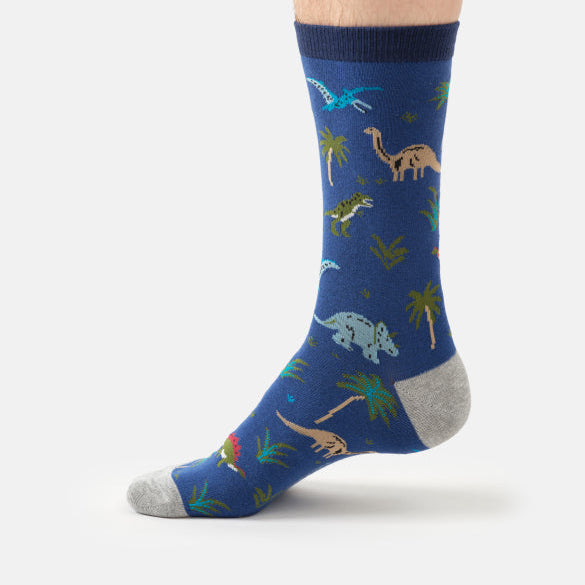 Thought Dinosaur Terrain Organic Cotton Socks Blue - Uneeka
