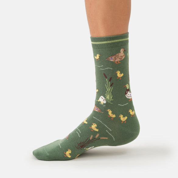 Thought Ducks & Reeds Organic Cotton Socks Green - Uneeka