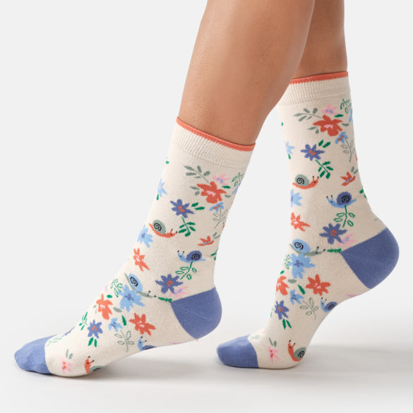 Thought Garden Snail Organic Cotton Socks White - Uneeka