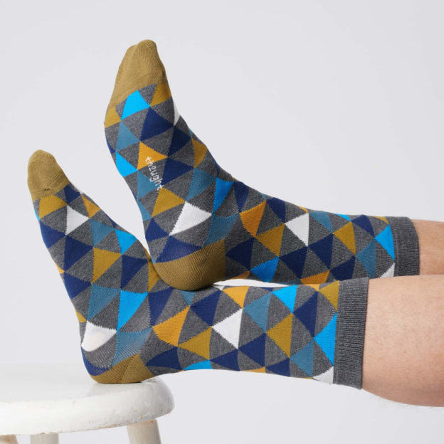 Thought Geometric Triangle Bamboo Socks - TA503B Dark Grey Marl - Uneeka