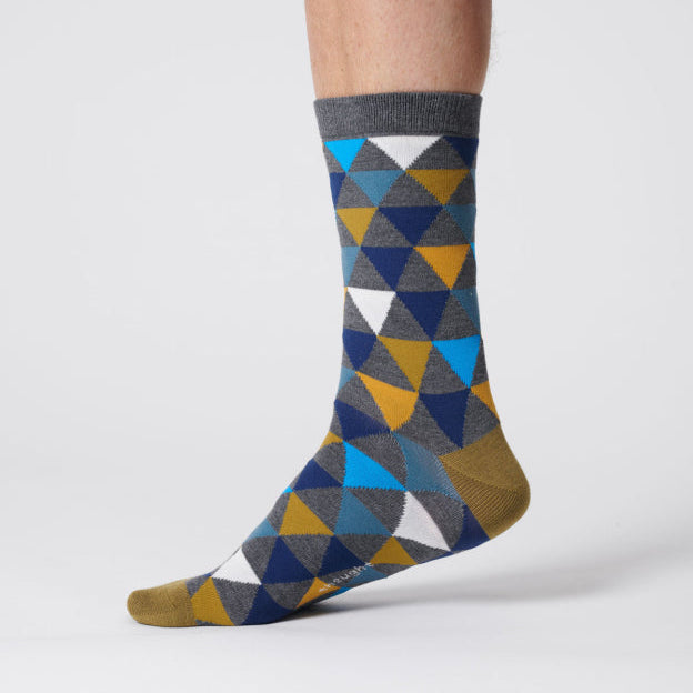 Thought Geometric Triangle Bamboo Socks - TA503B Dark Grey Marl - Uneeka