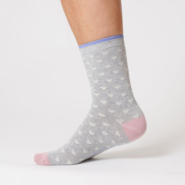 Thought Heart Spot Organic Cotton Socks - TA570C Grey Marl - Uneeka