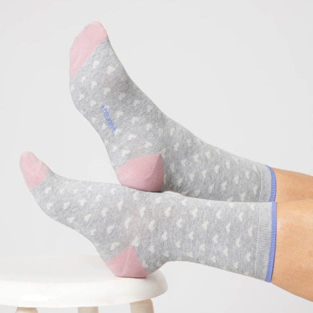 Thought Heart Spot Organic Cotton Socks - TA570C Grey Marl - Uneeka
