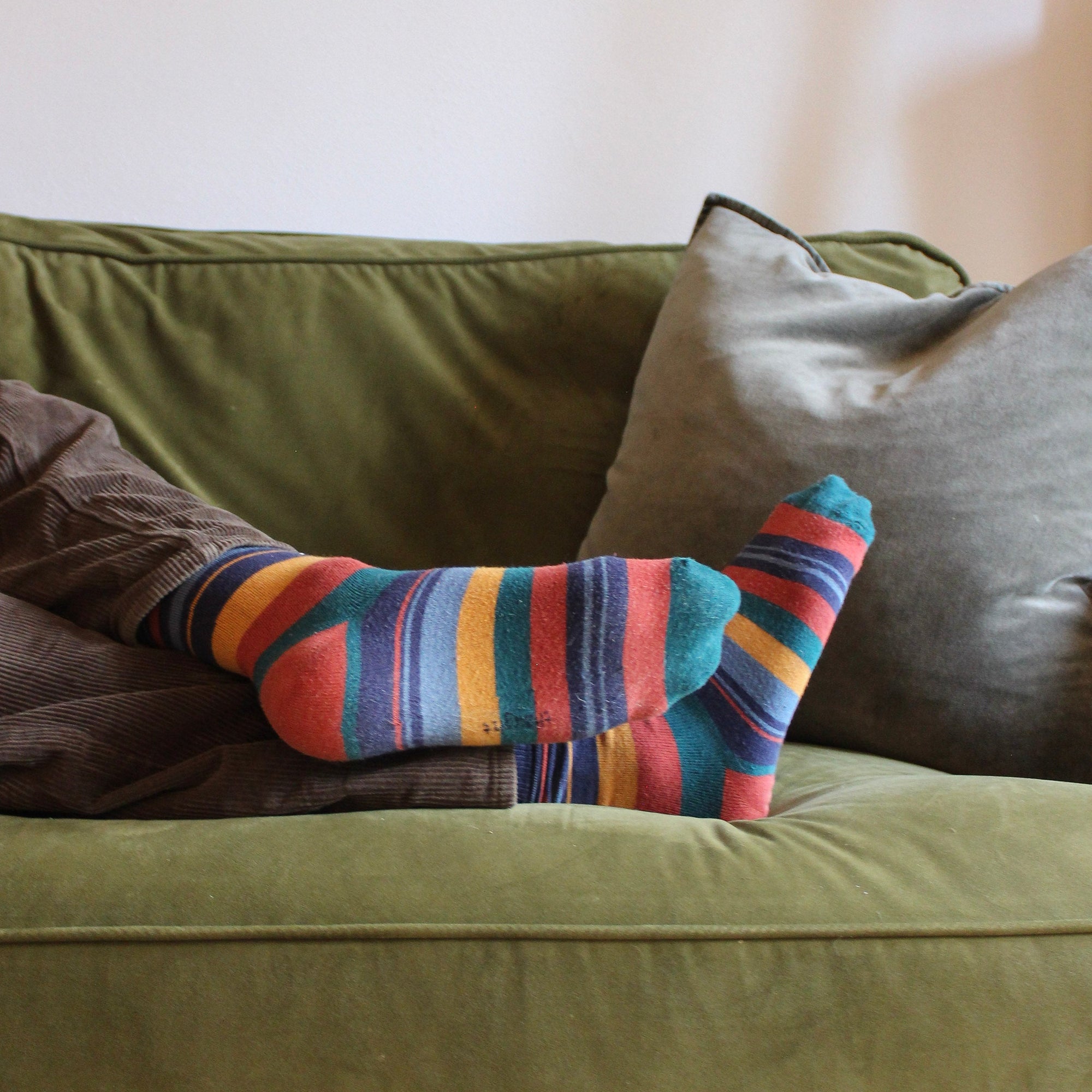 Thought Maddock Striped Bamboo Socks - Dark Blue lifestyle - Uneeka